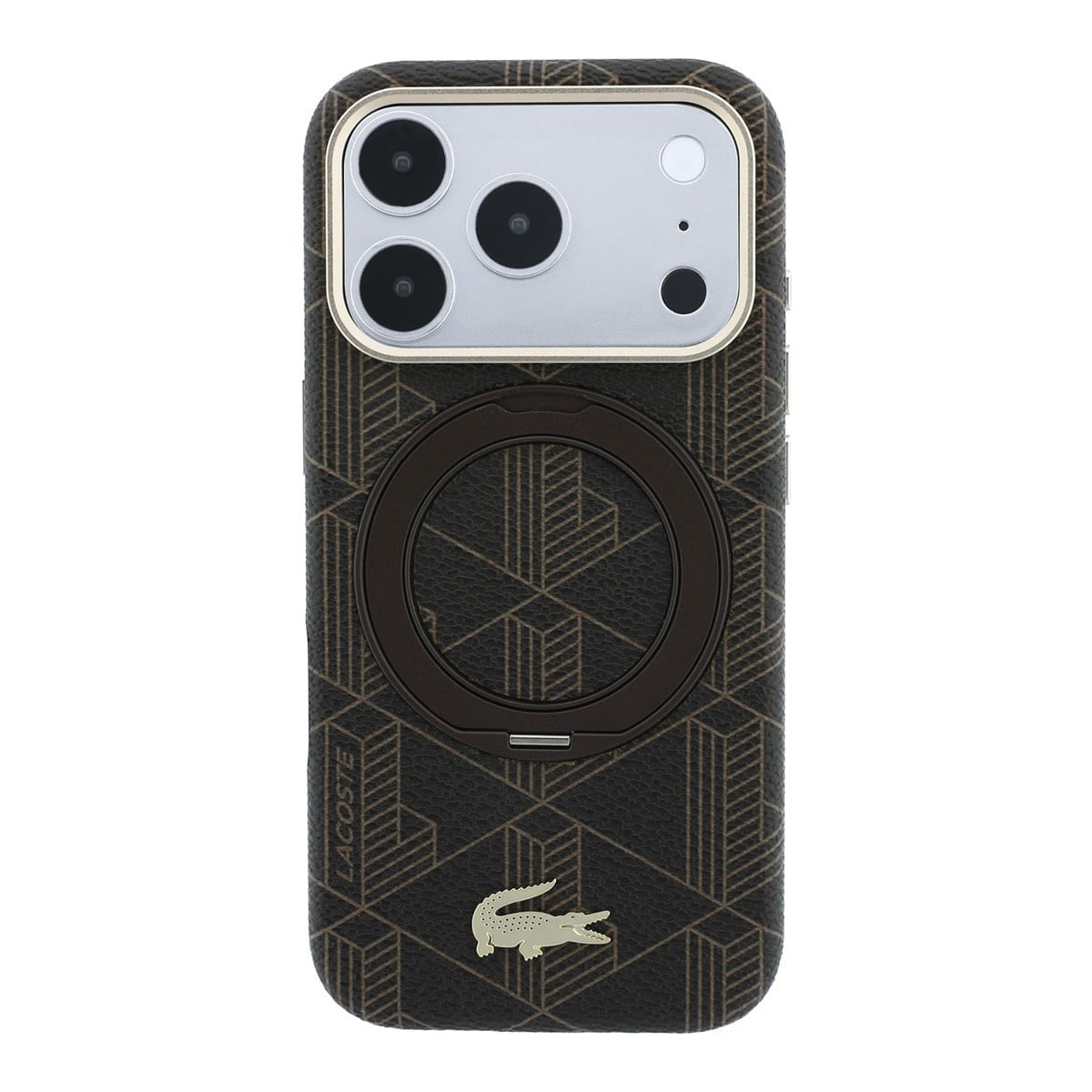 Lacoste iPhone 18 Pro Max Case hard shell - MagSafe - PVC - The Blend - ring stand Brown/Light Goud - detail 2