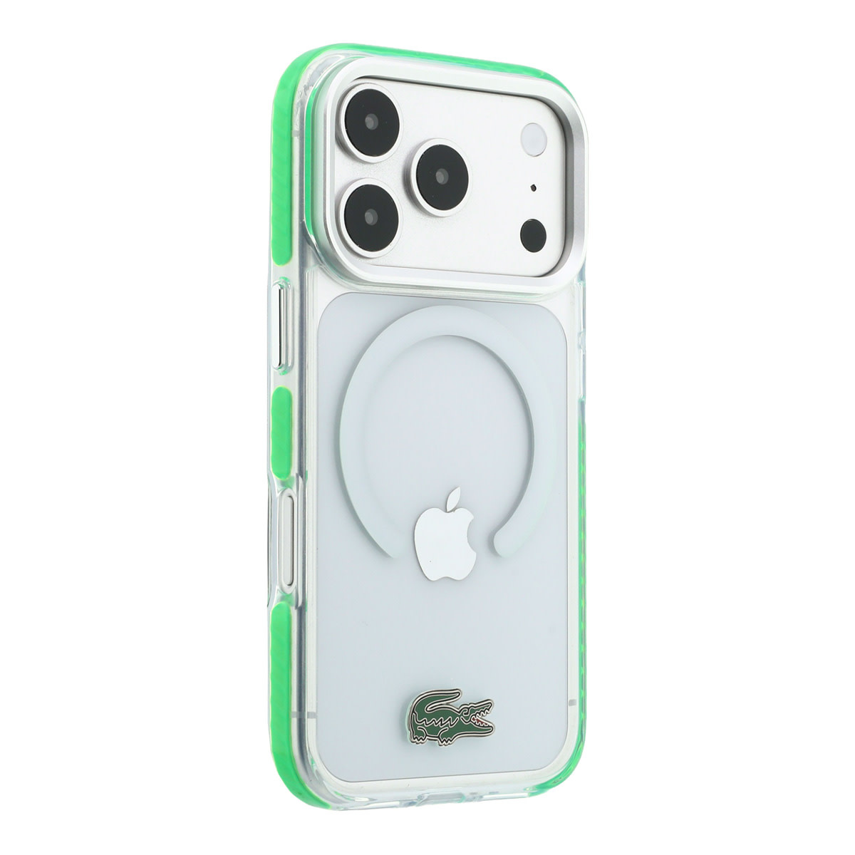 Lacoste iPhone 18 Pro Max Case hard shell - MagSafe - IML - shock-resistant - green edges Clear/Groen - detail 3