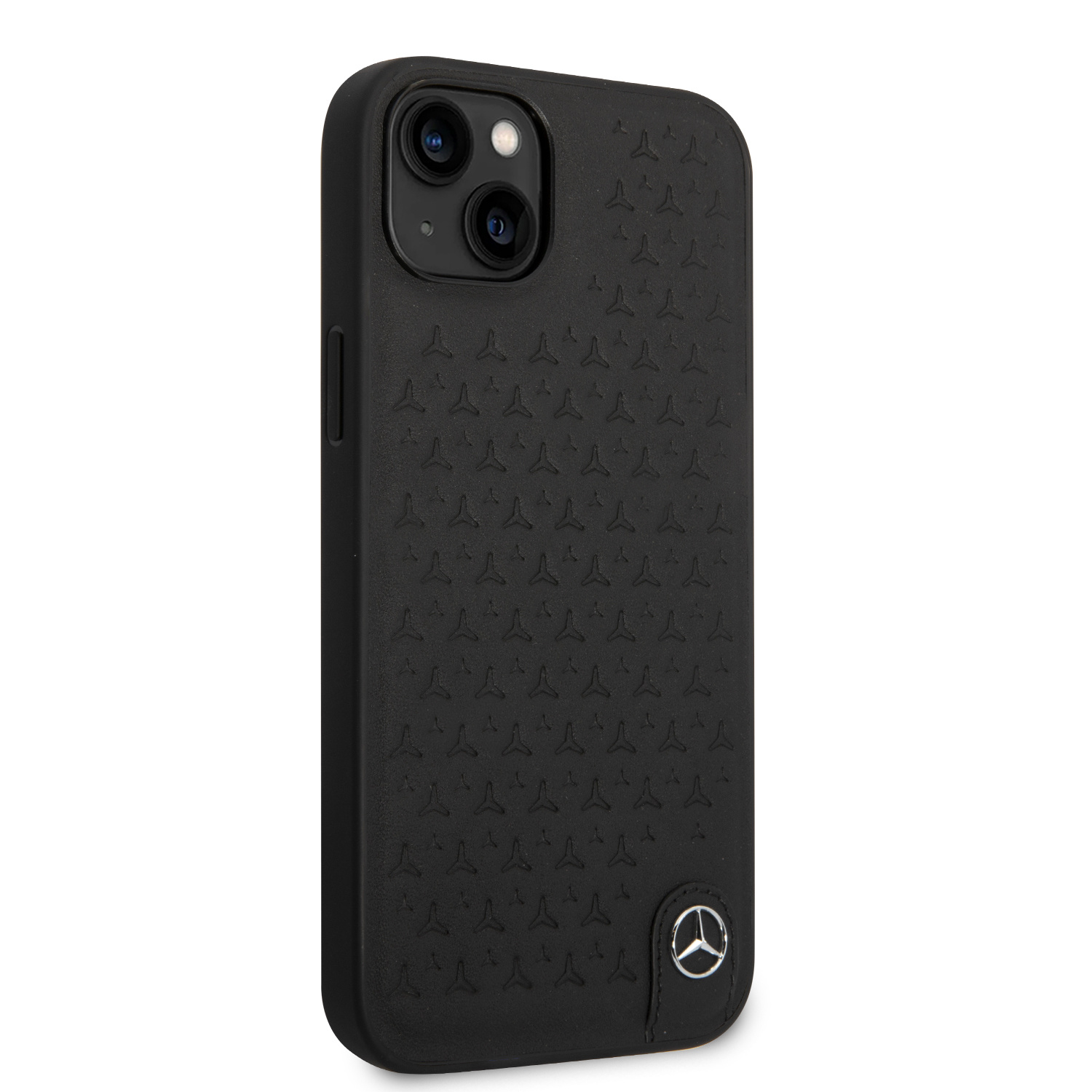 Mercedes-Benz iPhone 14 Plus hoesje - Genuine Leather - Star Pattern - Zwart - detail 3