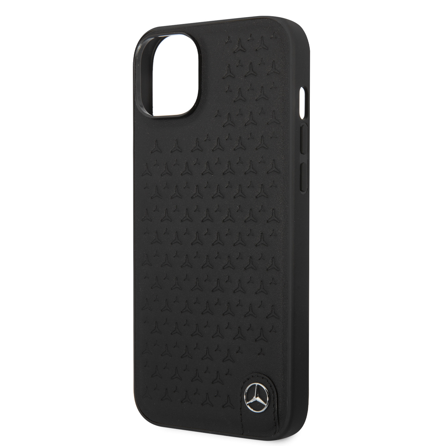 Mercedes-Benz iPhone 14 Plus hoesje - Genuine Leather - Star Pattern - Zwart - detail 4
