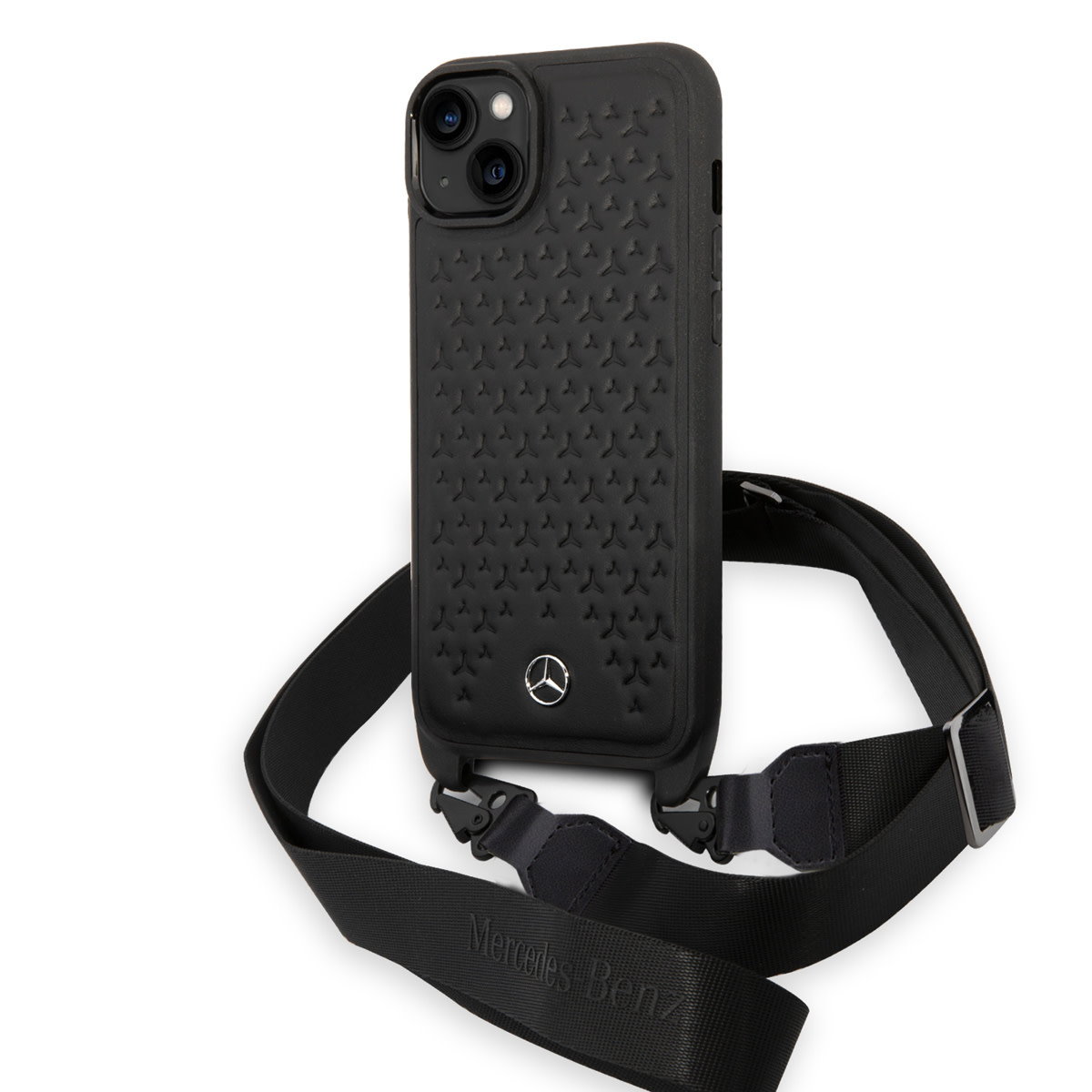 Mercedes-Benz iPhone 14 Plus TPU hoesje - Strap Case - Star Pattern - Zwart - productfoto