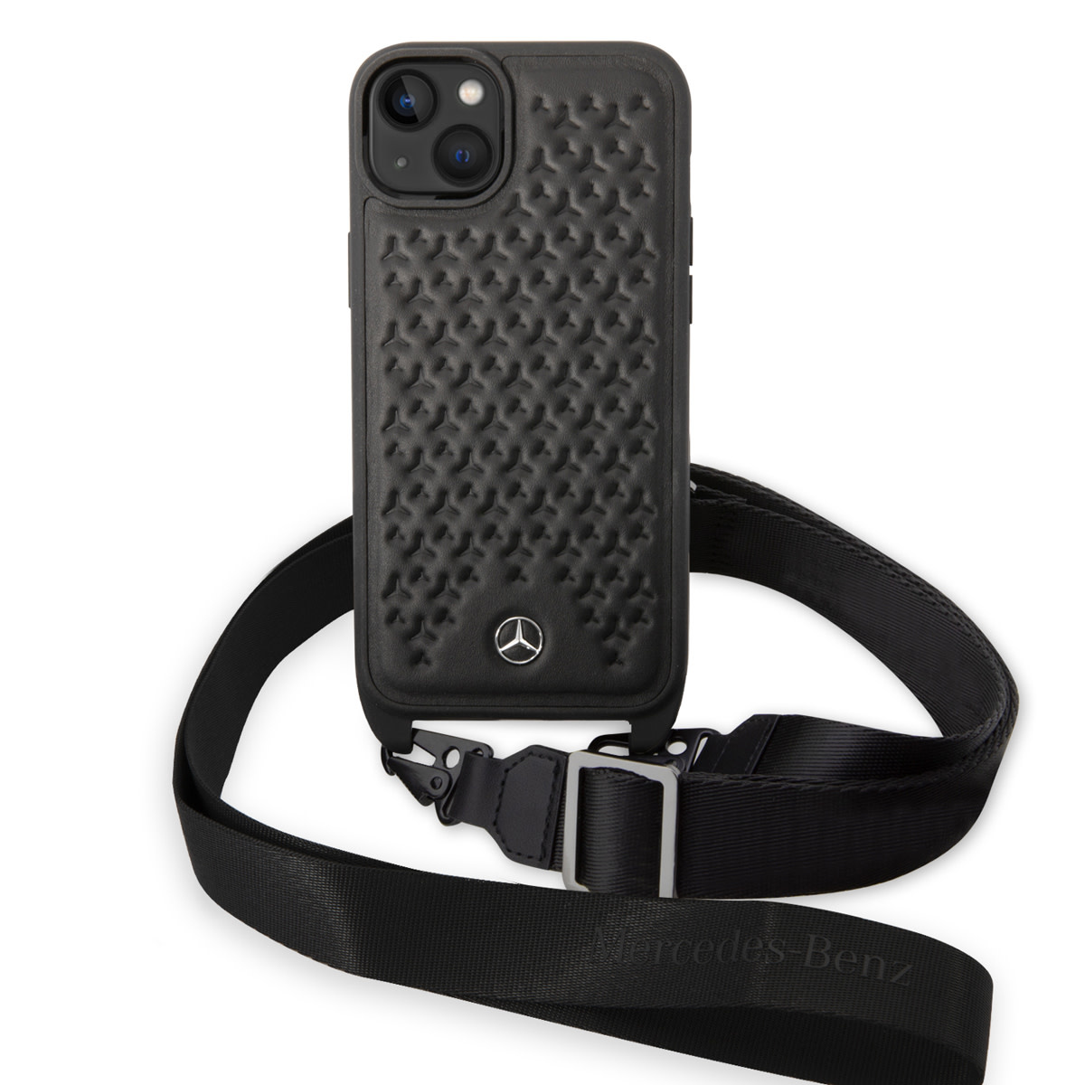 Mercedes-Benz iPhone 14 Plus TPU hoesje - Strap Case - Star Pattern - Zwart - detail 1