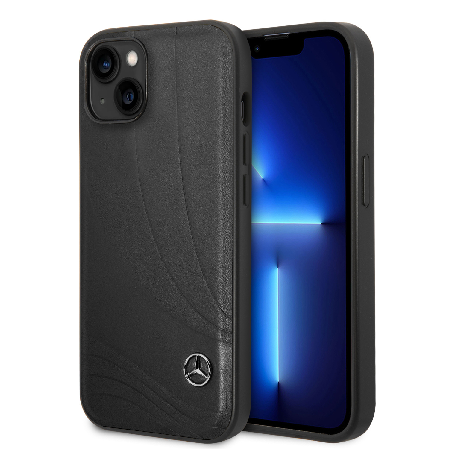 Mercedes-Benz iPhone 14 Plus hoesje - Genuine Leather - New Wave III - Zwart - productfoto