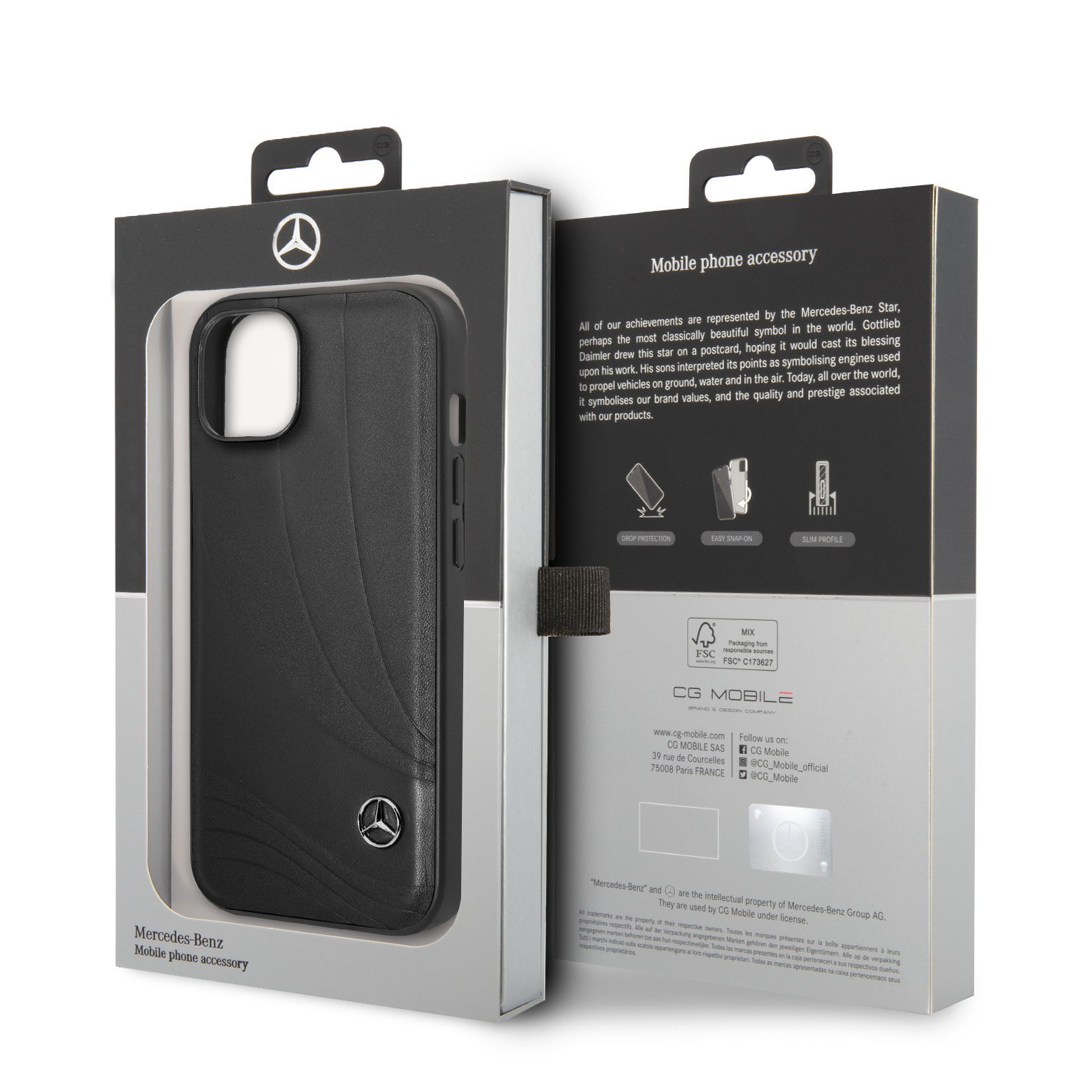 Mercedes-Benz iPhone 14 Plus hoesje - Genuine Leather - New Wave III - Zwart - detail 7