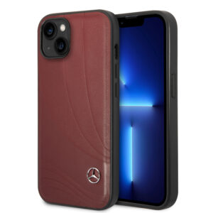 Mercedes-Benz iPhone 14 Plus hoesje - Genuine Leather - New Wave III - Rood - productfoto