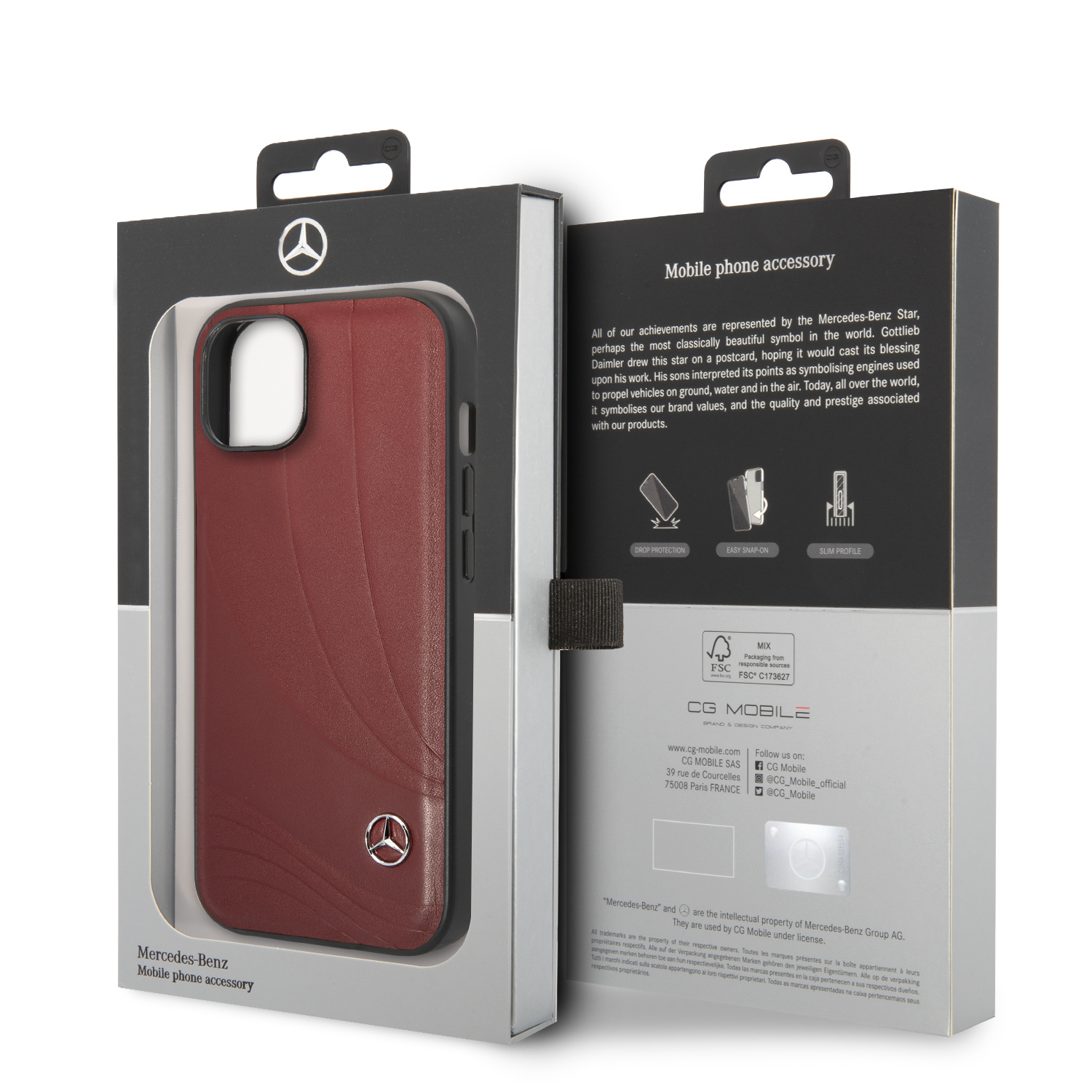 Mercedes-Benz iPhone 14 Plus hoesje - Genuine Leather - New Wave III - Rood - detail 7