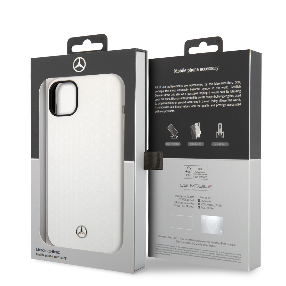 Mercedes-Benz iPhone 14 Plus & 15 Plus hoesje - Silicone - Star Pattern Large - Wit - detail 7