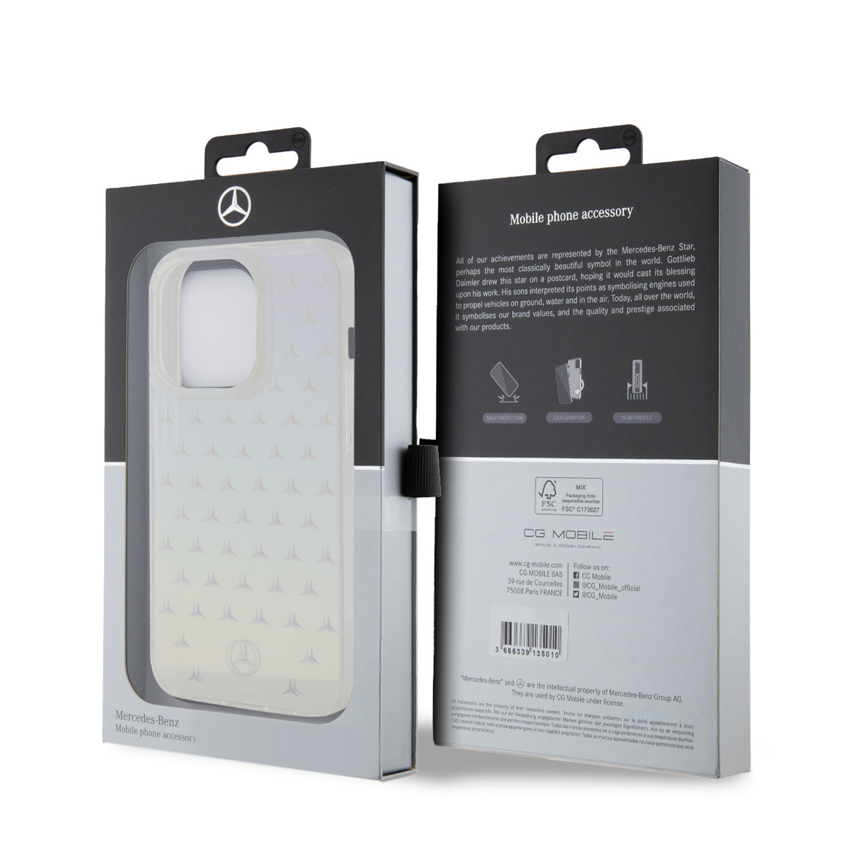 Mercedes-Benz iPhone 15 Pro hoesje - Iridescent - Stars Pattern - Transparant - detail 10