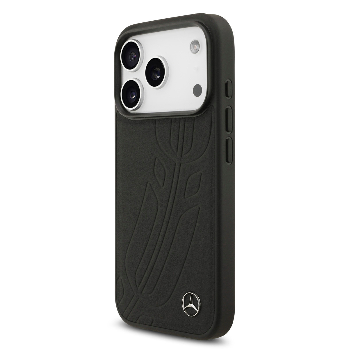 Mercedes-Benz iPhone 17 Pro hoesje - Genuine Leather - Magsafe - Large Laurel Leave - Zwart - detail 10
