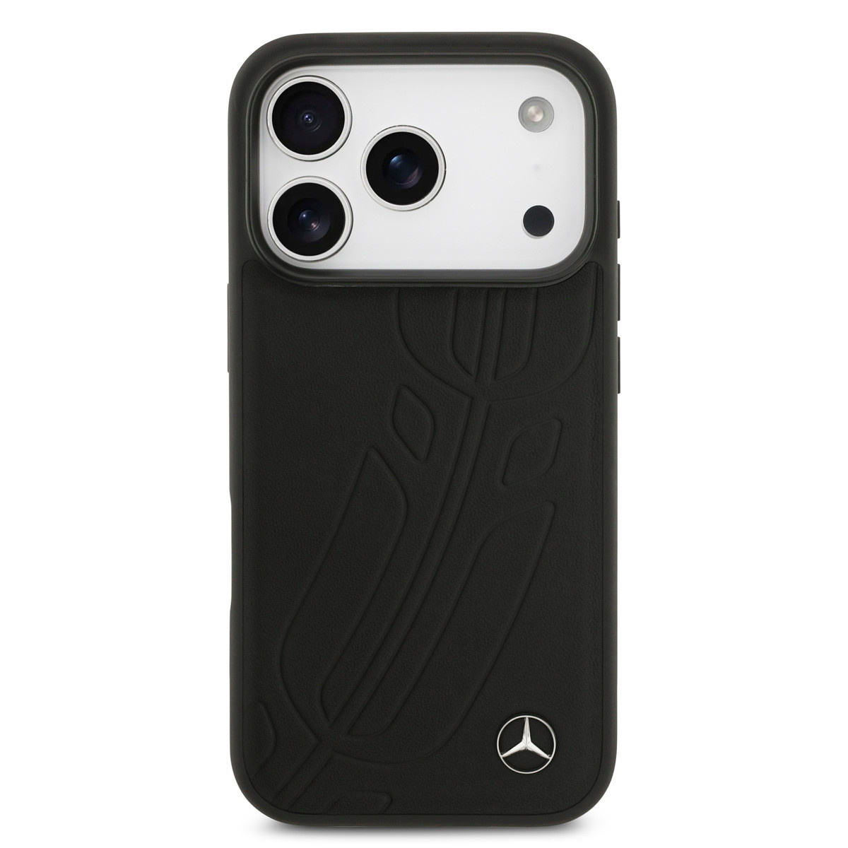 Mercedes-Benz iPhone 17 Pro hoesje - Genuine Leather - Magsafe - Large Laurel Leave - Zwart - detail 2