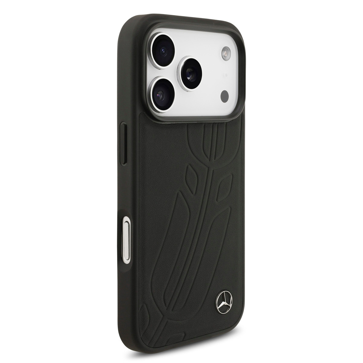 Mercedes-Benz iPhone 17 Pro hoesje - Genuine Leather - Magsafe - Large Laurel Leave - Zwart - detail 11