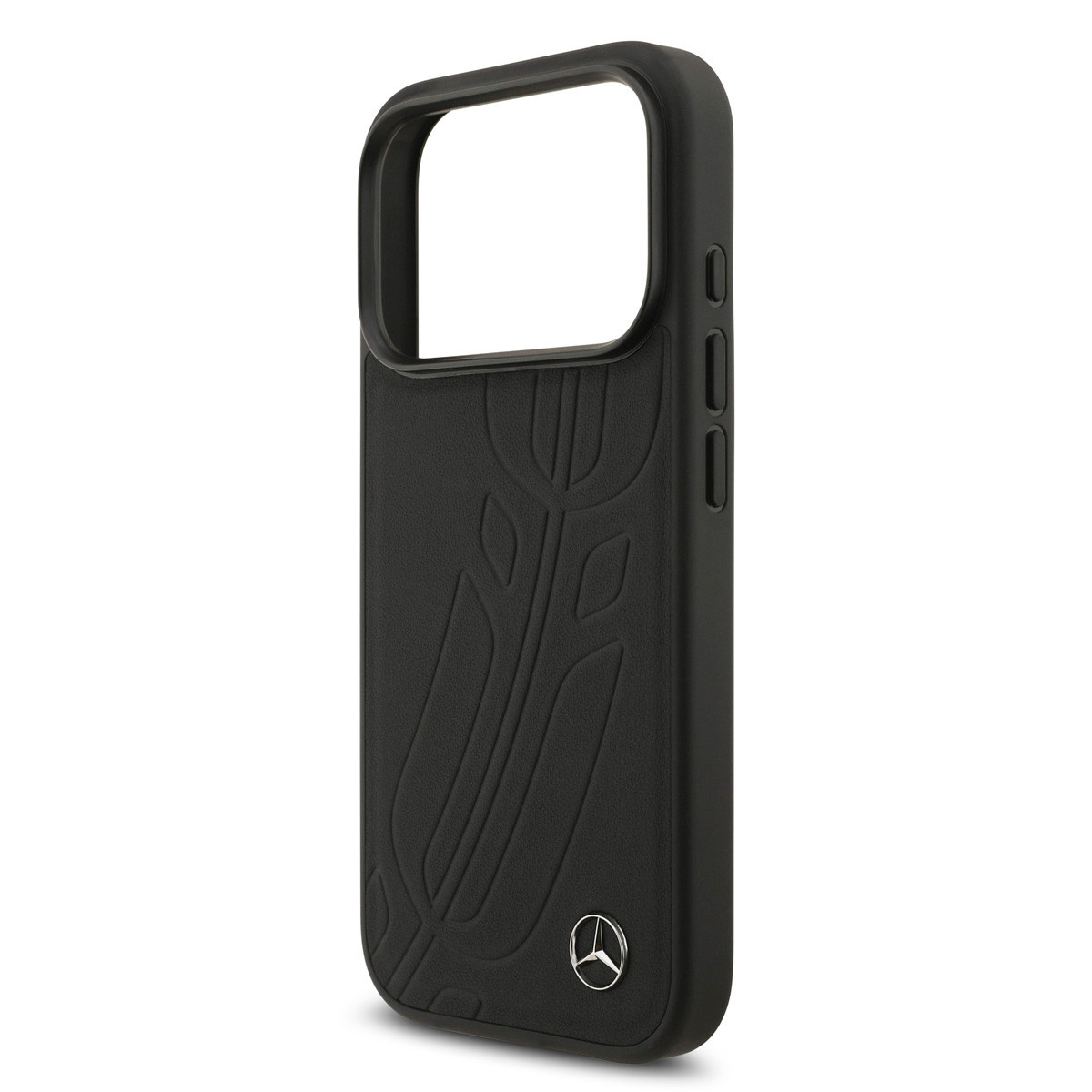 Mercedes-Benz iPhone 17 Pro hoesje - Genuine Leather - Magsafe - Large Laurel Leave - Zwart - detail 4