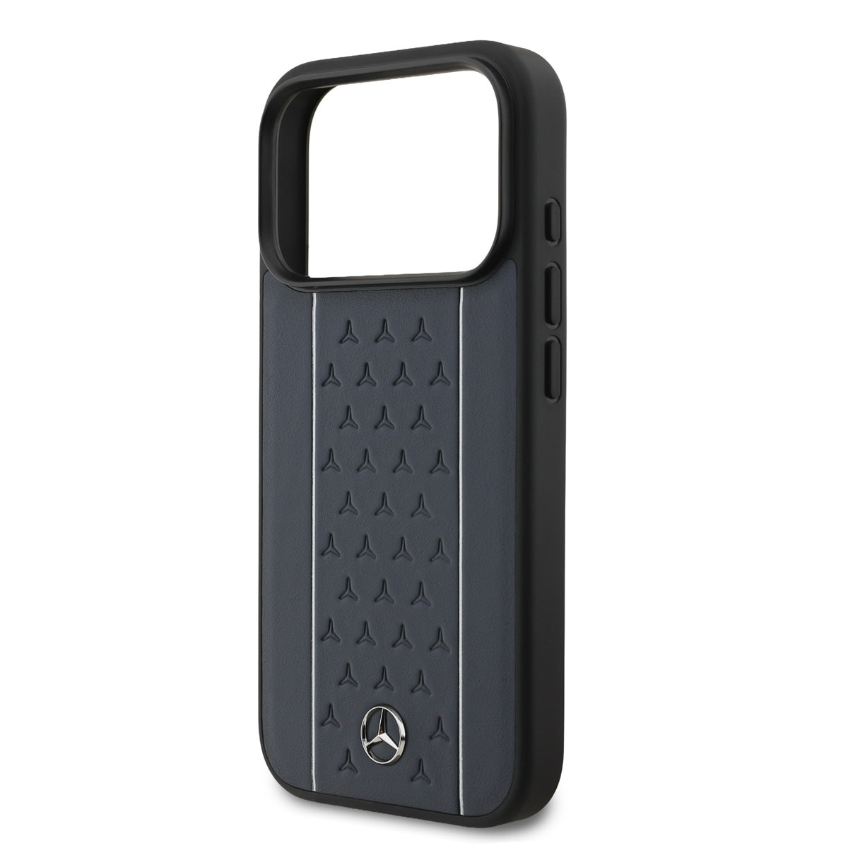 Mercedes-Benz iPhone 17 Pro hoesje - Genuine Leather - Magsafe - Star Pattern and White Stripes - Donkerblauw - detail 4