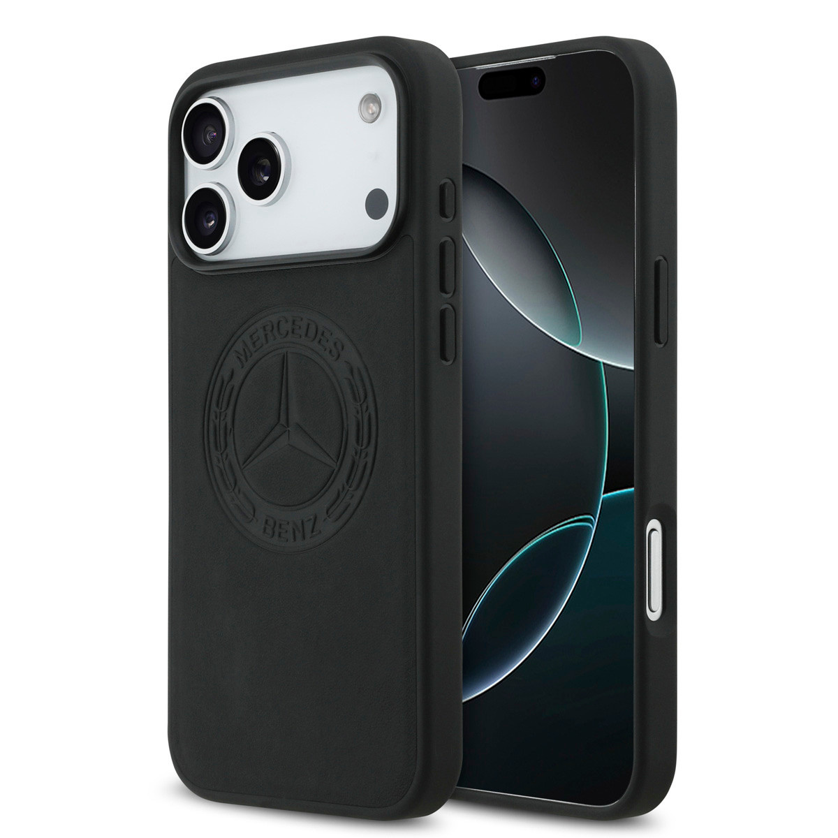 Mercedes-Benz iPhone 17 Pro Max hoesje - Genuine Leather - Magsafe - Vintage Logo - Zwart - detail 8