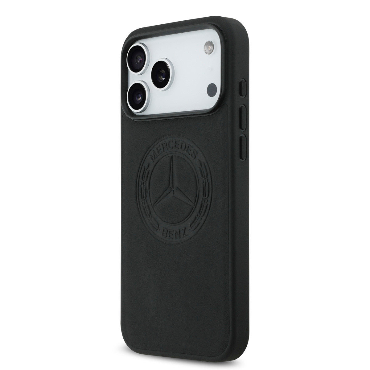 Mercedes-Benz iPhone 17 Pro Max hoesje - Genuine Leather - Magsafe - Vintage Logo - Zwart - detail 1