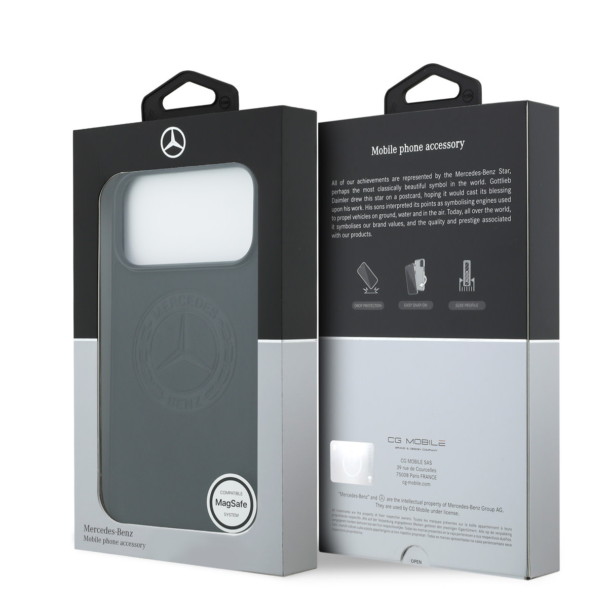Mercedes-Benz iPhone 17 Pro Max hoesje - Genuine Leather - Magsafe - Vintage Logo - Zwart - detail 7