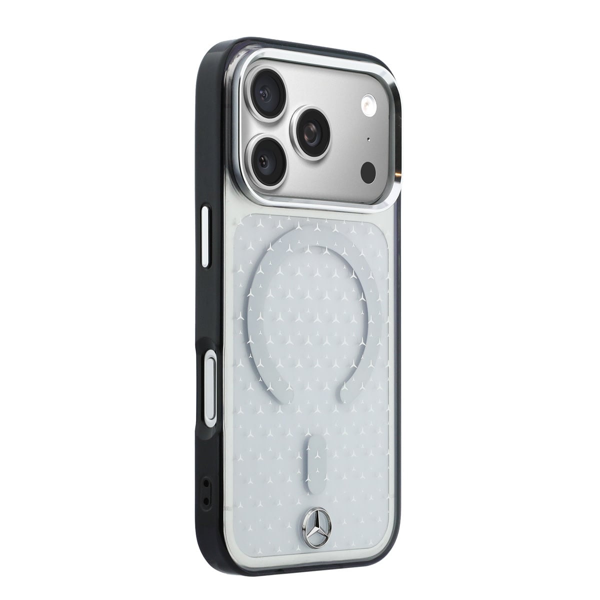 Mercedes-Benz iPhone 18 Pro Case hard shell - MagSafe - PC/TPU - MB Stars Transparant - detail 3