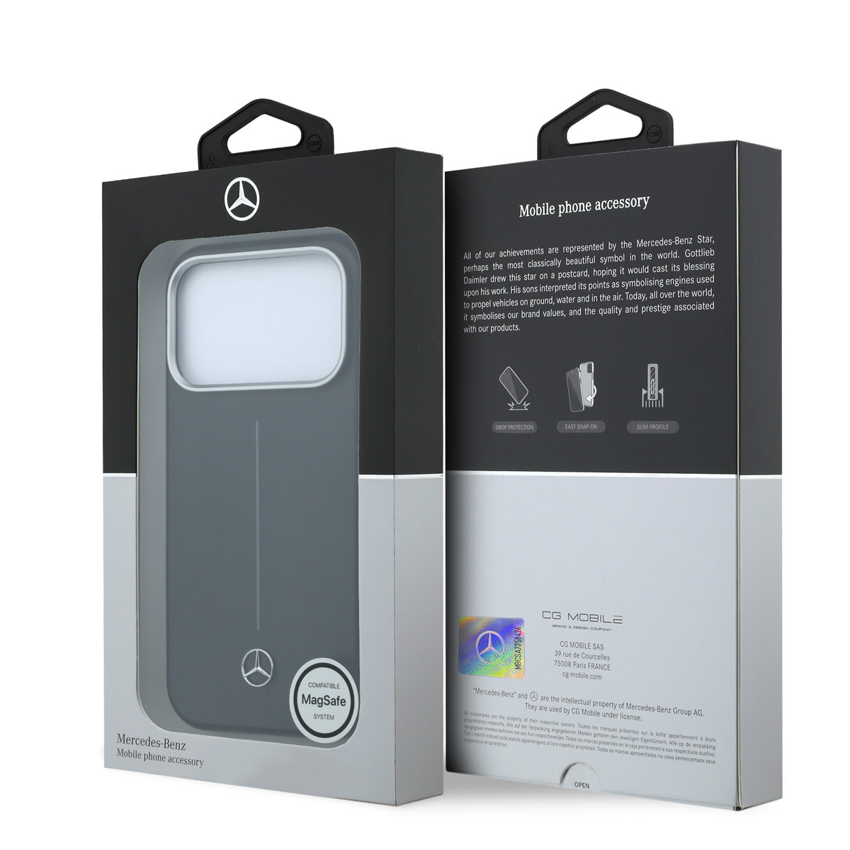 Mercedes-Benz iPhone 18 Pro hoesje - HC Magsafe PU Semi Wrap With Iconic Line - Zwart - detail 7