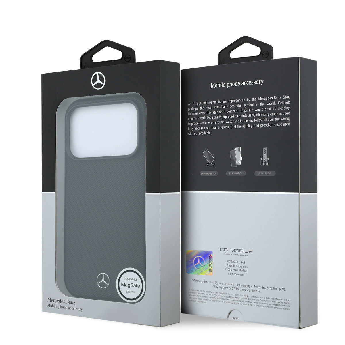 Mercedes-Benz iPhone 18 Pro Max hoesje - HC Magsafe PU Semi Wrap Wood Effect - Zwart - detail 7