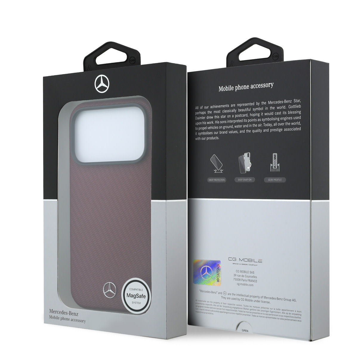Mercedes-Benz iPhone 18 Pro Max hoesje - HC Magsafe PU Semi Wrap Wood Effect - Bordeauxrood - detail 7