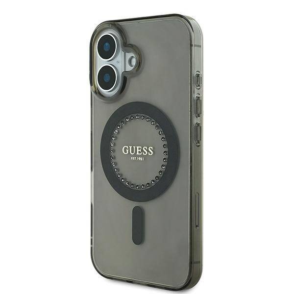 GUESS iPhone 16 hoesje Magsafe IML rhinestones - Zwart - detail 1