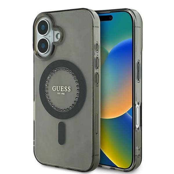 GUESS iPhone 16 hoesje Magsafe IML rhinestones - Zwart - productfoto