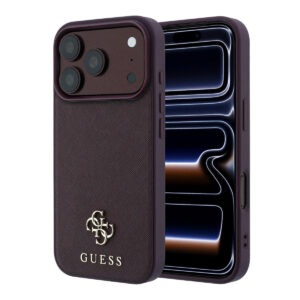 GUESS iPhone 18 Pro Max/17 Pro Max hardcase MagSafe Saffiano with Small 4G and Classic Logo - Bordeauxrood - productfoto