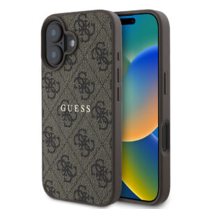 GUESS iPhone 16 Plus hoesje - HC MagSafe PU 4G Classic metalen logo - Bruin - productfoto