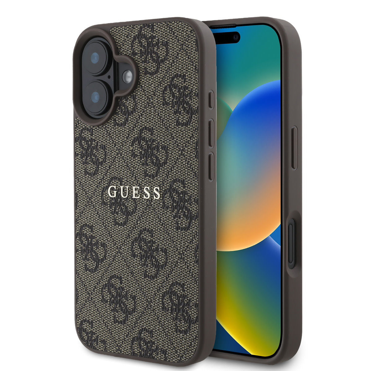 GUESS iPhone 16 Plus hoesje - HC MagSafe PU 4G Classic metalen logo - Bruin - productfoto