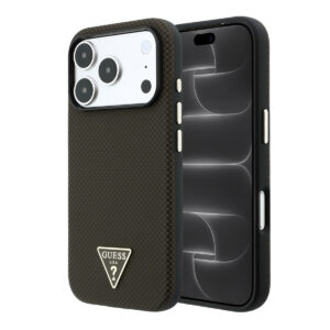 GUESS iPhone 18 Pro Max/17 Pro Max hardcase MagSafe PU Kevlar with Triangle Logo - Black/Bruin - productfoto