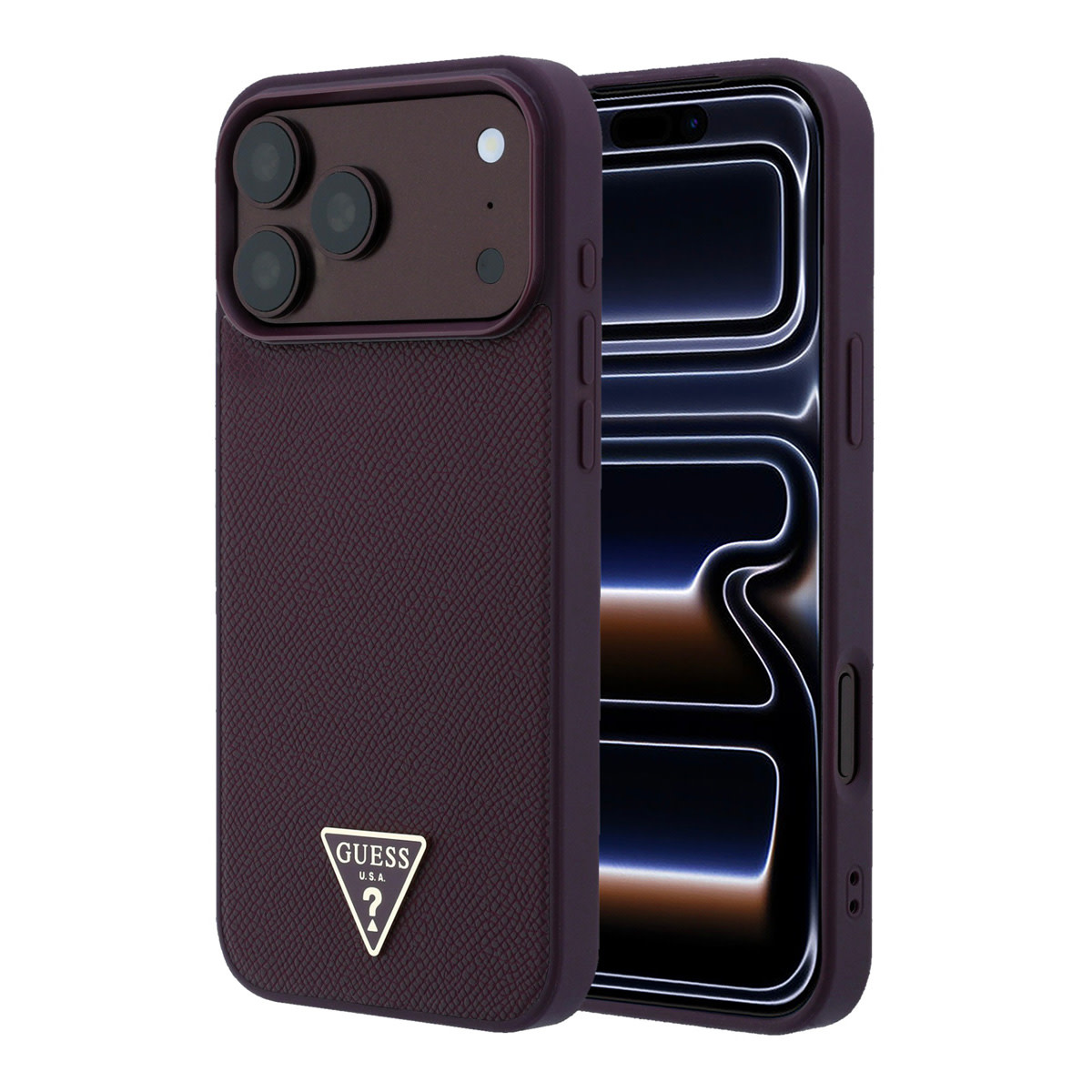 GUESS iPhone 18 Pro Max/17 Pro Max hardcase MagSafe with Grained Finish and Triangle Logo - Bordeauxrood - productfoto