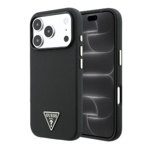 GUESS iPhone 18 Pro/17 Pro hardcase MagSafe PU Kevlar with Triangle Logo - Zwart - productfoto
