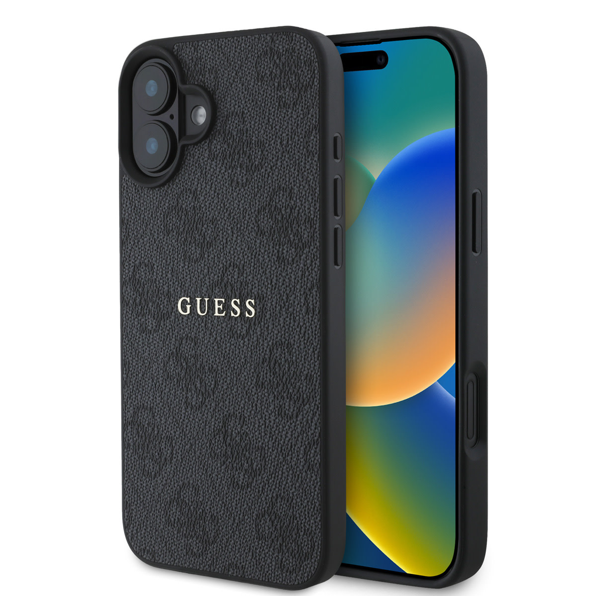 GUESS iPhone 16 Plus hoesje - HC MagSafe PU 4G Classic metalen logo - Zwart - productfoto