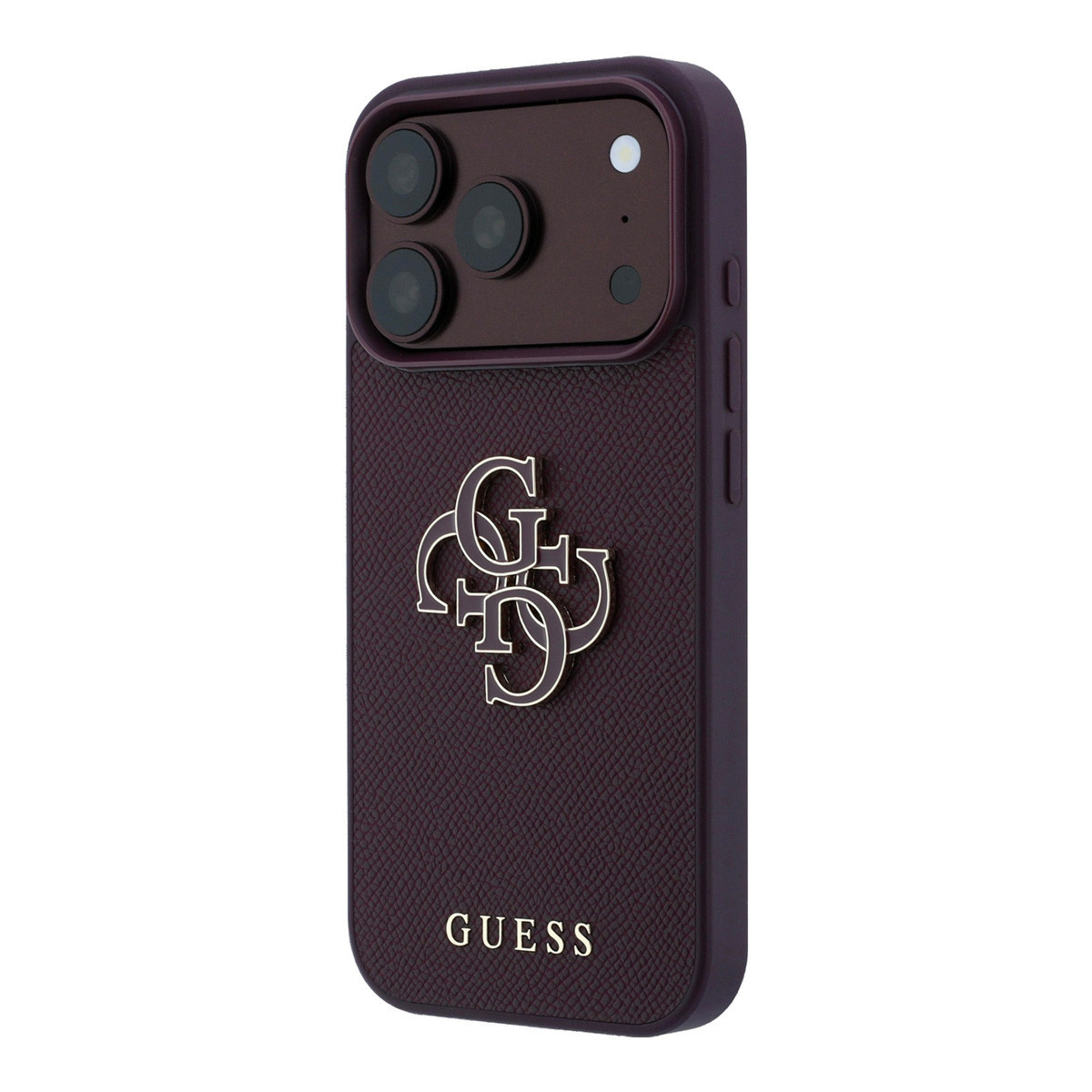 GUESS iPhone 18 Pro/17 Pro hardcase generfd PU with Large Resin Logo - Bordeauxrood - detail 1
