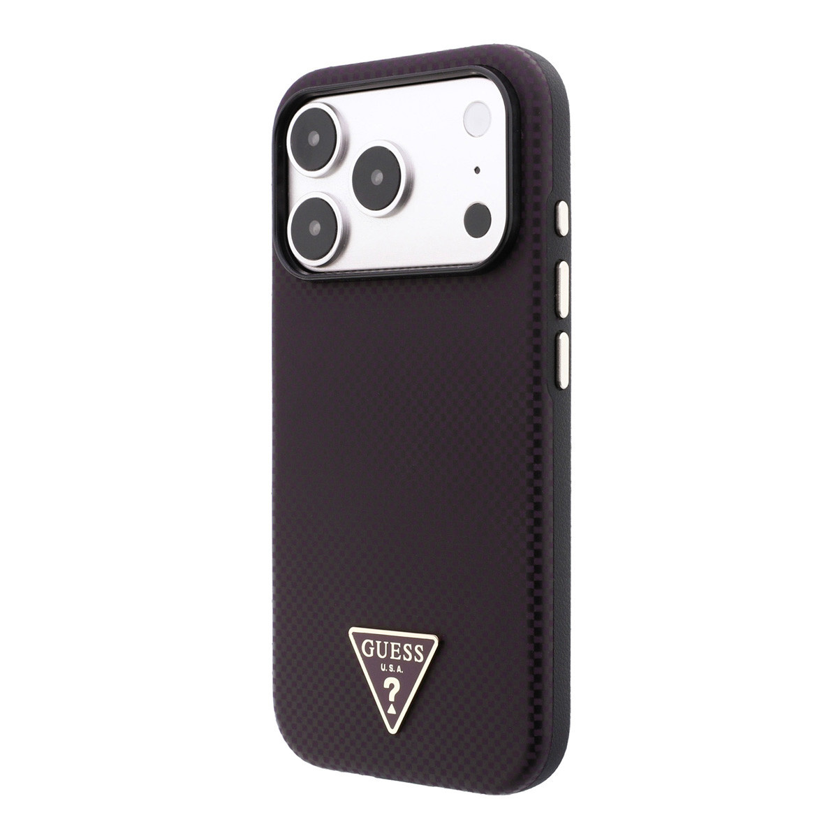 GUESS iPhone 18 Pro/17 Pro hardcase MagSafe PU Kevlar with Triangle Logo - Black/Bordeauxrood - detail 1