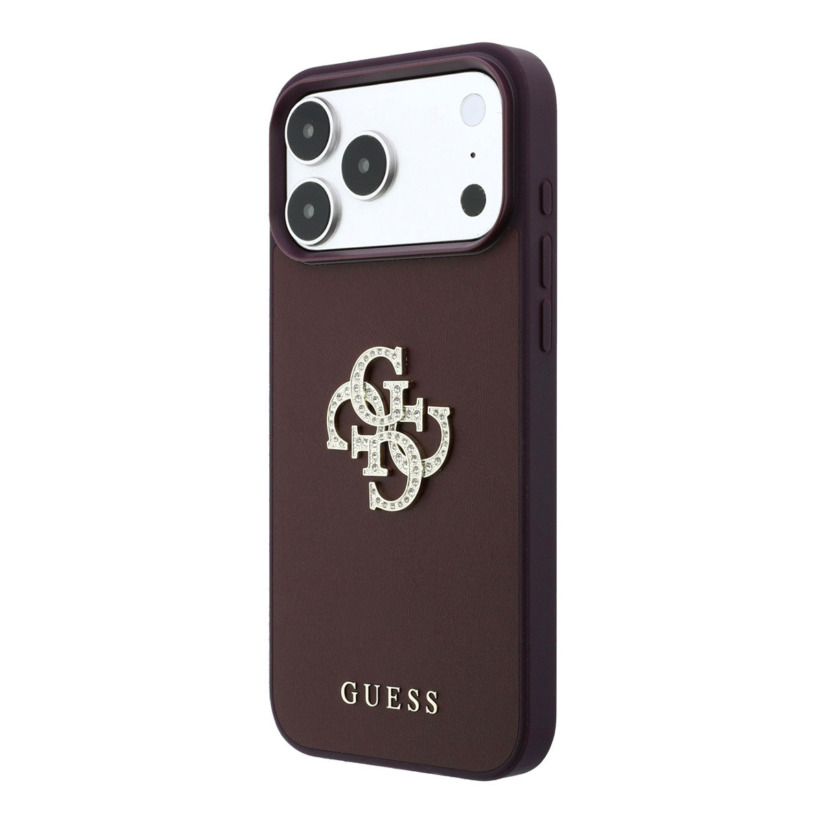 GUESS iPhone 18 Pro Max/17 Pro Max hardcase glad PU with Large Rhinestone Logo - Bordeauxrood - detail 1