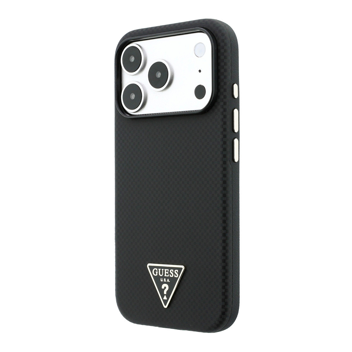 GUESS iPhone 18 Pro Max/17 Pro Max hardcase MagSafe PU Kevlar with Triangle Logo - Zwart - detail 1