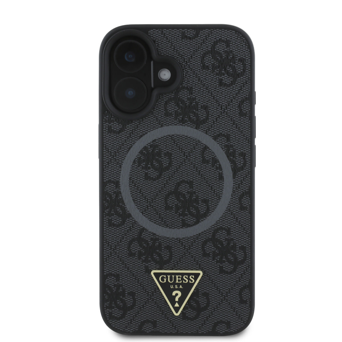 GUESS iPhone 16 Plus hoesje - HC MagSafe PU 4G Ring Triangle Logo - Zwart - detail 2