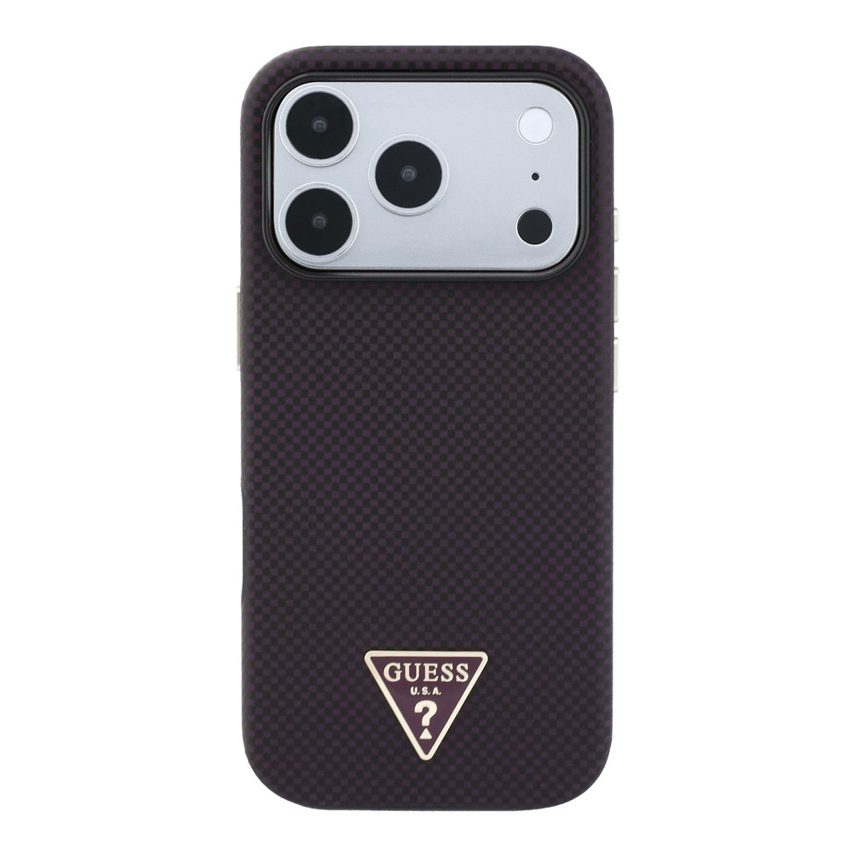 GUESS iPhone 18 Pro/17 Pro hardcase MagSafe PU Kevlar with Triangle Logo - Black/Bordeauxrood - detail 2