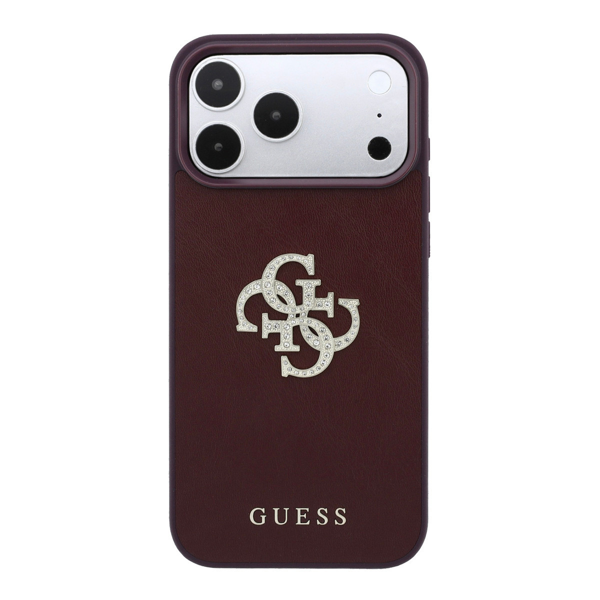 GUESS iPhone 18 Pro Max/17 Pro Max hardcase glad PU with Large Rhinestone Logo - Bordeauxrood - detail 2