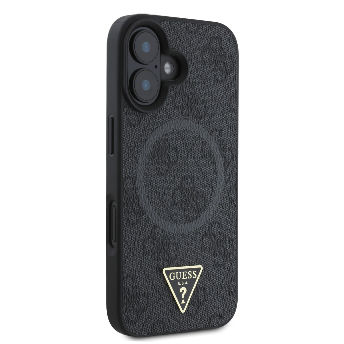 GUESS iPhone 16 Plus hoesje - HC MagSafe PU 4G Ring Triangle Logo - Zwart - detail 3