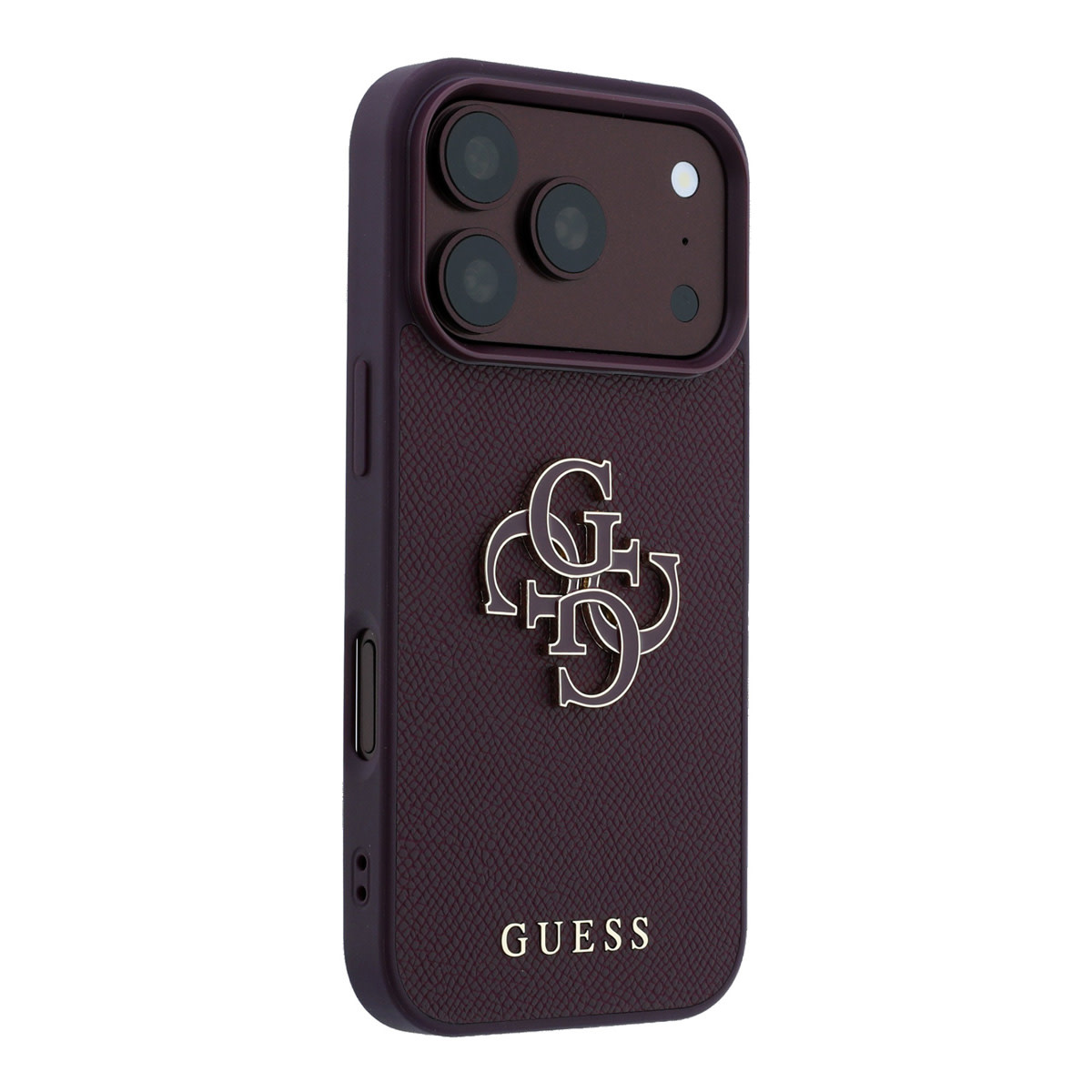 GUESS iPhone 18 Pro/17 Pro hardcase generfd PU with Large Resin Logo - Bordeauxrood - detail 3