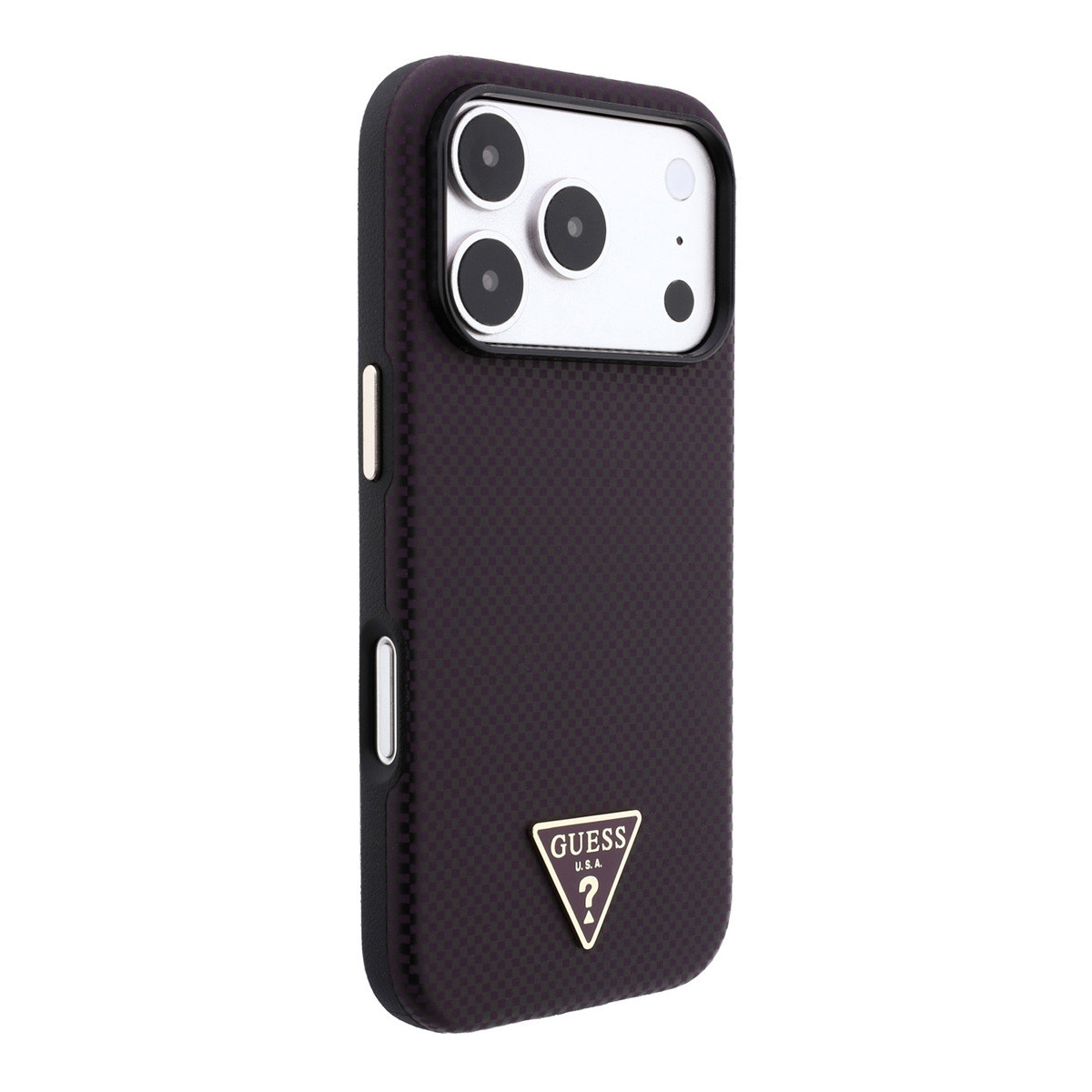 GUESS iPhone 18 Pro/17 Pro hardcase MagSafe PU Kevlar with Triangle Logo - Black/Bordeauxrood - detail 3