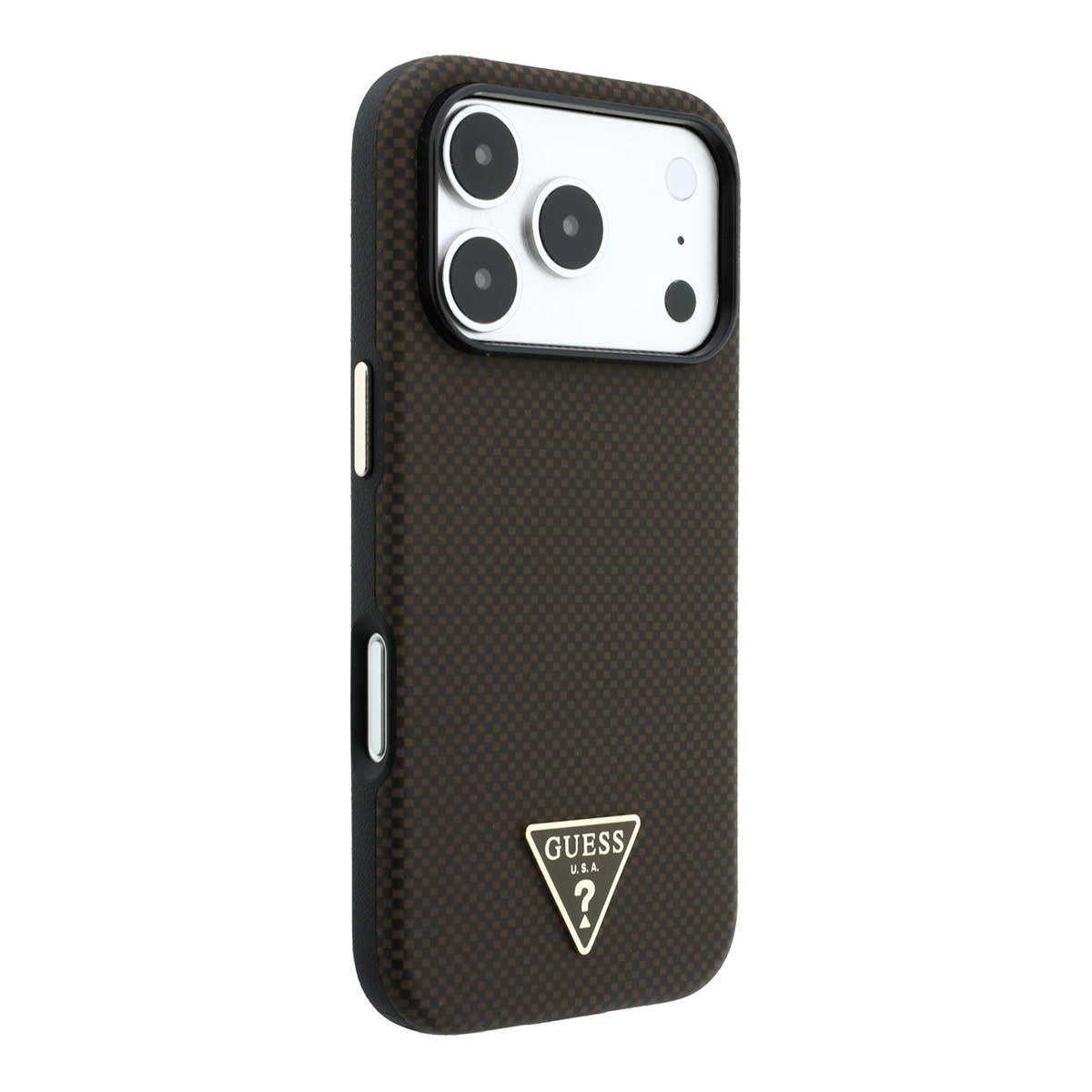 GUESS iPhone 18 Pro Max/17 Pro Max hardcase MagSafe PU Kevlar with Triangle Logo - Black/Bruin - detail 3