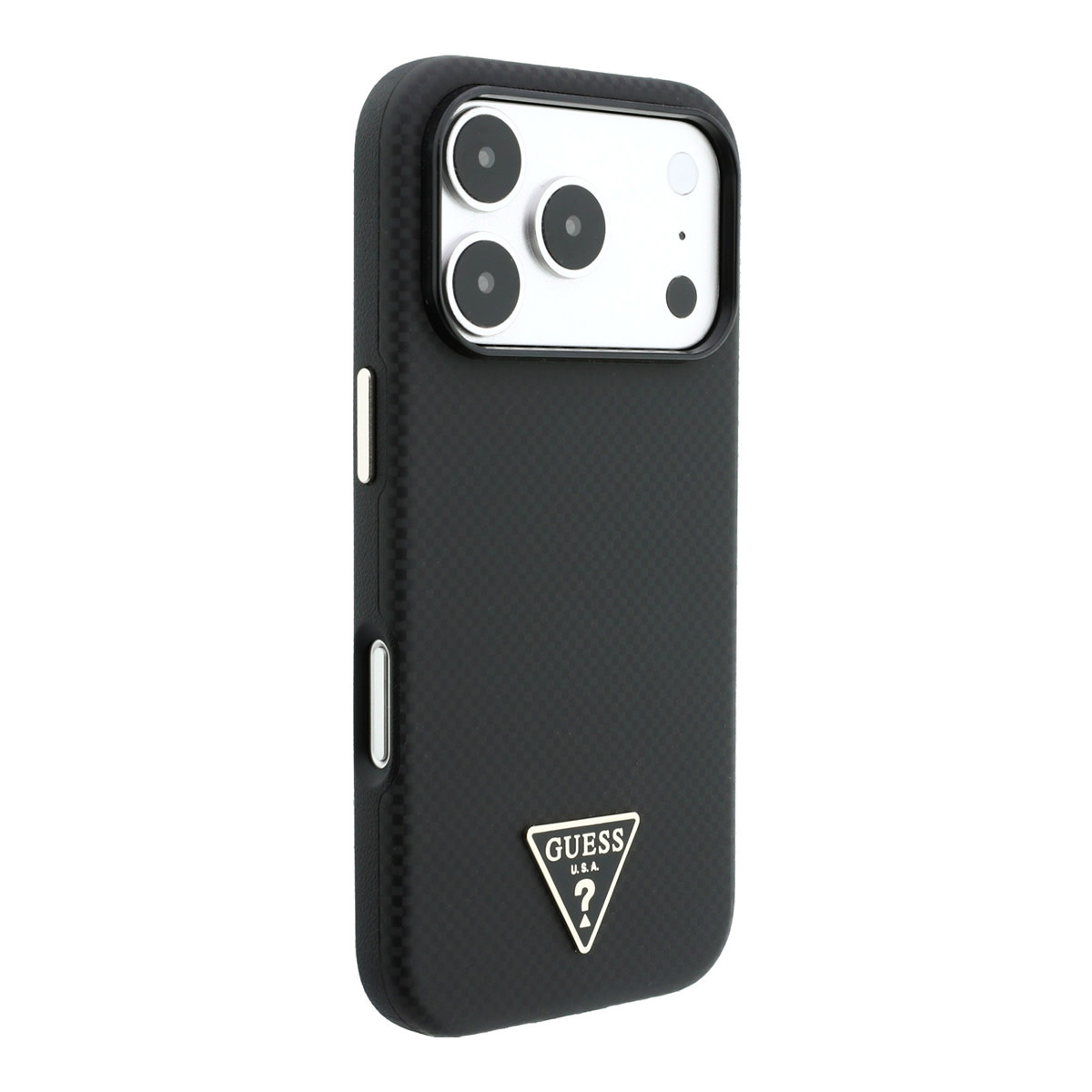 GUESS iPhone 18 Pro/17 Pro hardcase MagSafe PU Kevlar with Triangle Logo - Zwart - detail 3